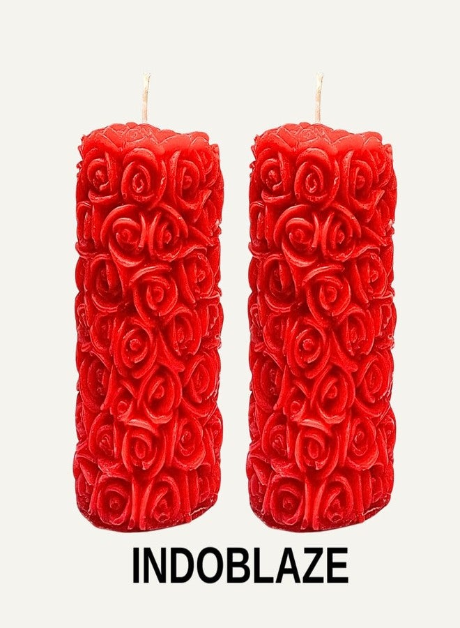 Indoblaze Rose Pillar Candles, Scented Candles for Home Decor and Gifting, Size- Big (2) - Image 5